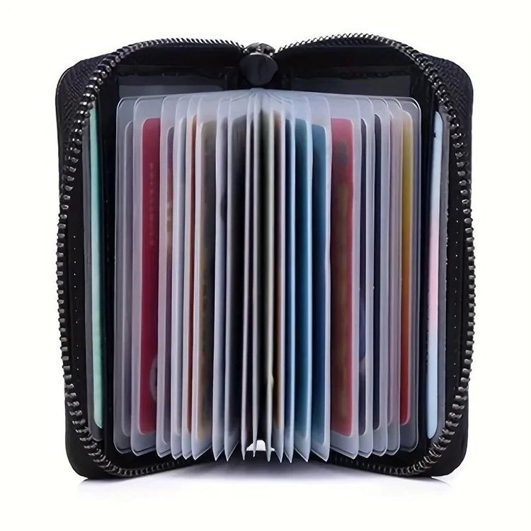 Black Zippered Card Holder Wallet image 2